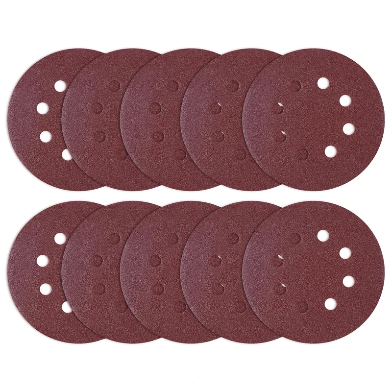 MIDO 125mm 110pcs 5-Inch 8-Hole 80 Grit Hook & Loop Sanding Discs