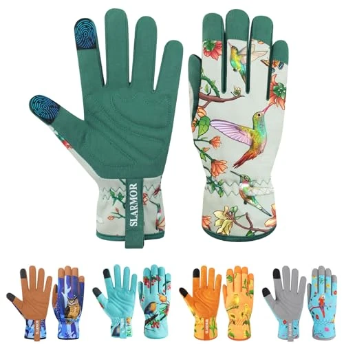 Gardening Gloves for Women,Ladies Gardening Gloves with Touchscreen Finger,Gardening Gauntlets for Women,Microfiber Leather Women Gardening Gloves for for Yard, Garden, Cleaning, Camping, Landscaping - Image 1