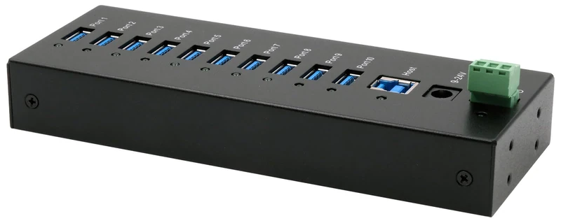 EX-11230HMS 10 Port USB 3.2 Gen 1 HUB Din-Rail Kit and Wall VIA VL811+ Chipset