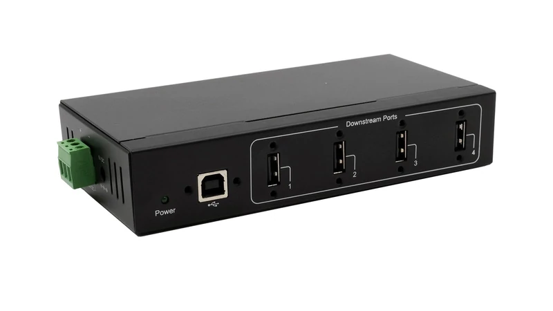 EX-11214HMVS 4 Port USB 2.0 Metal HUB Power Supply DIN Rail Kit Genesys Chipset - Image 1