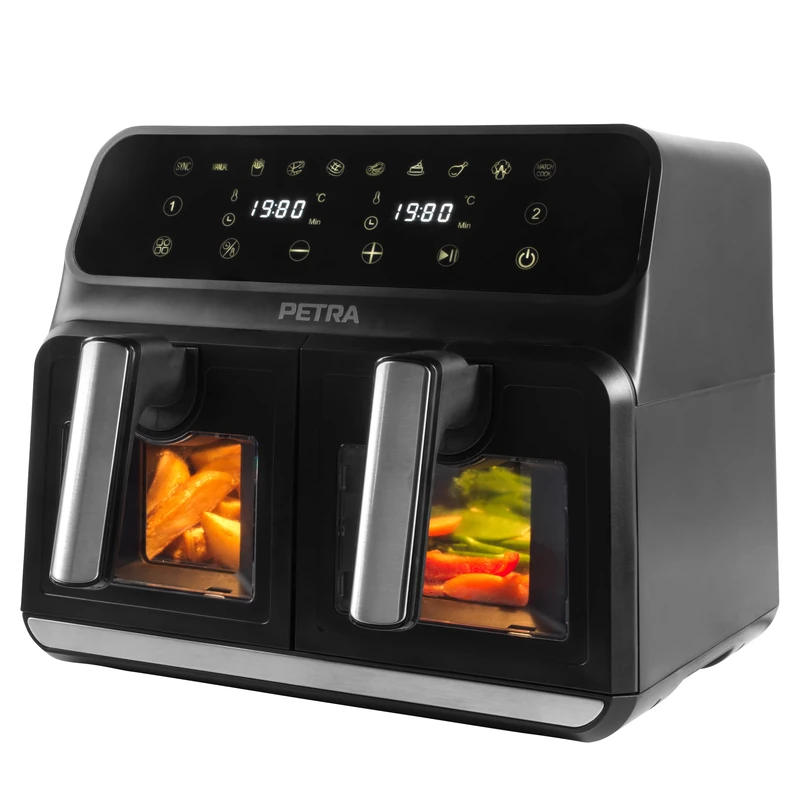 Petra 7.6L Air Fryer, Dual Basket with Observation Windows, 2 Non-stick Trays, 10 Cooking Functions, 1700W - Image 1