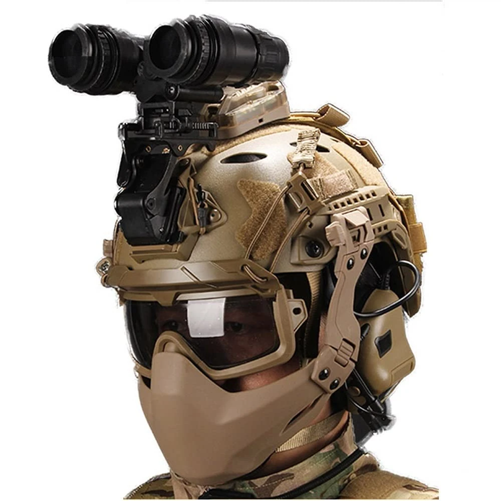 XLLYBZ Tactical FAST SF Helmet, Telescope Model Helmet Tactical Gear With Side Rails and NVG Adjustable, for Outdoor Airsoft Paintball Cosplay CS Game Gear (Color : F)