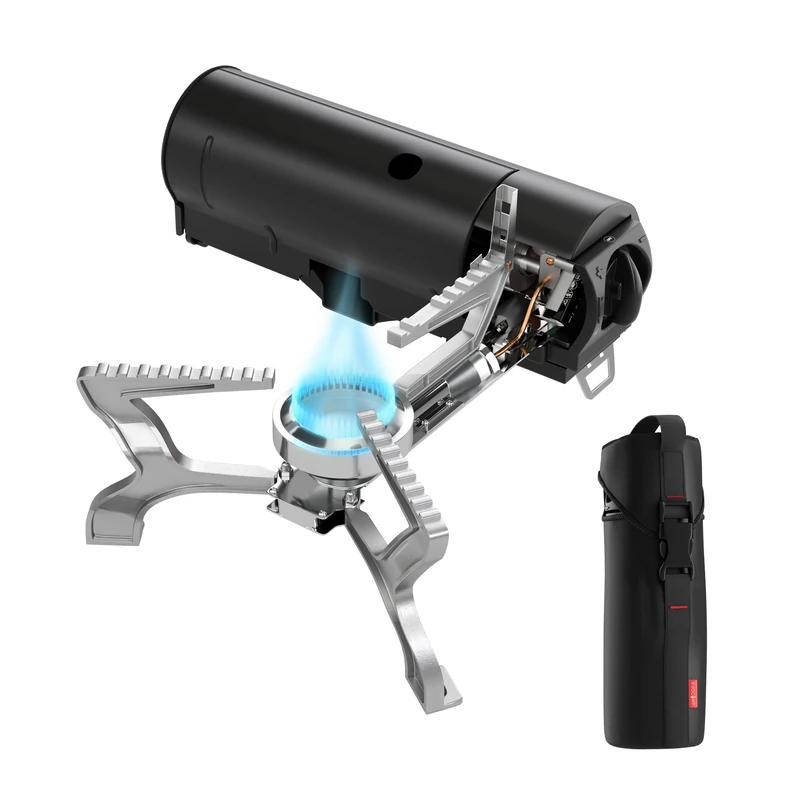 EVOCAMP Сamping Stove Compatible with Gas Cartridges 227g, Foldable Camping Gas Stove with Carrying Bag, Portable Gas Cooker, Camping Cooker with Piezo Ignition for Outdoor Use