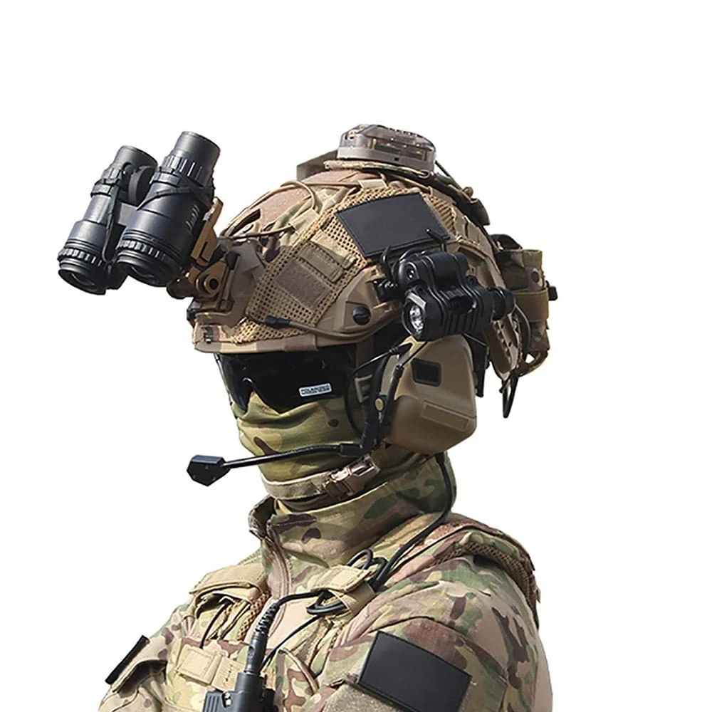 XLLYBZ Fast Tactical Helmet Set, Tactical Goggles NVG Mount Telescope Model Tactical Gear, for Airsoft Outdoor Paintball Protective Hunting (Color : Brown F)