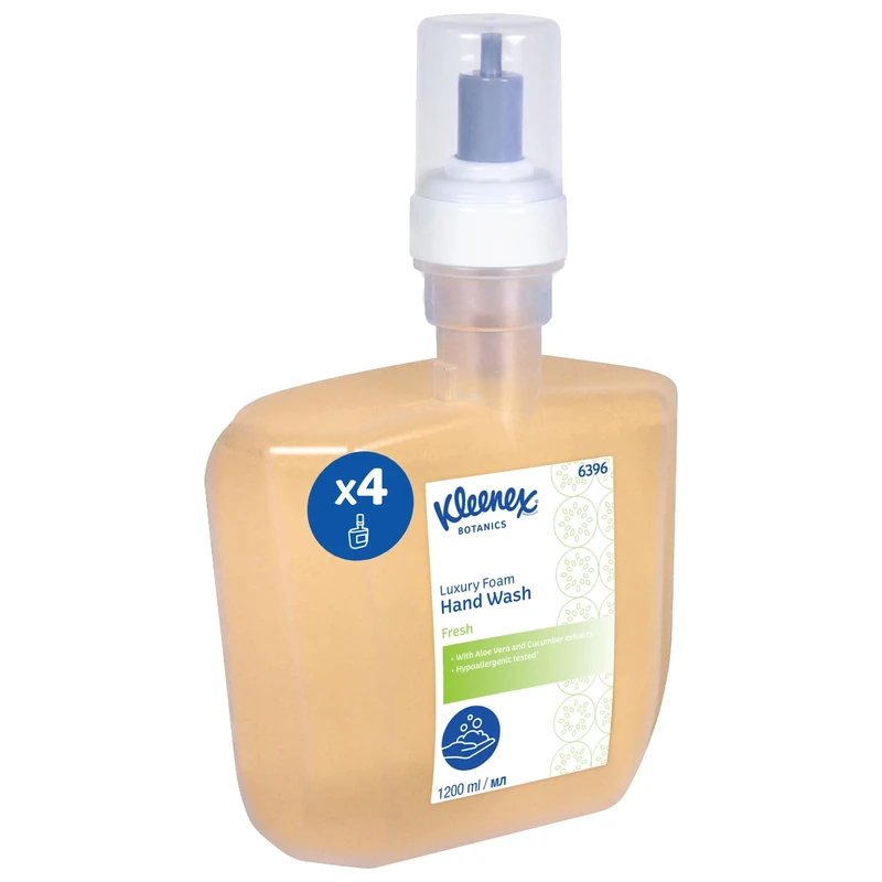 Kleenex Botanics Fresh Luxury Foam Hand Wash 6396 - Scented Foaming Hand Cleanser - 4 x 1.2 Litre Clear Hand Wash Refills (4.8 Litre Total)
