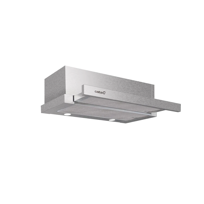 Cata Telescopic Cooker Hood Extender 600 with 2 levels of extraction Mechanical Control Panel Extra Quiet Motor Easy Installation System LED Strip Width 60 cm Stainless Steel