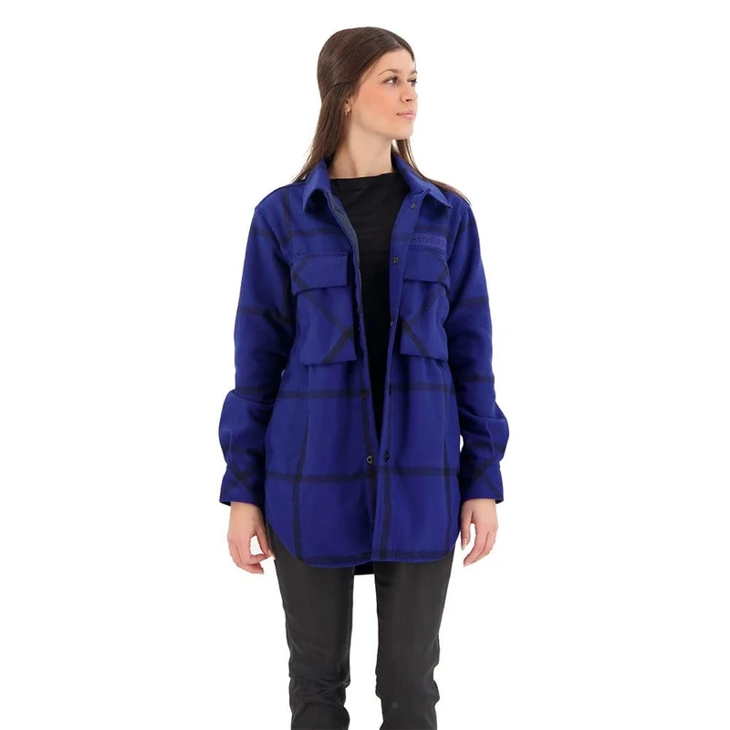 G-Star Women's Regular Boyfriend Overshirt, Multicolour (ballpen blue louis check D23554-D402-G098), L