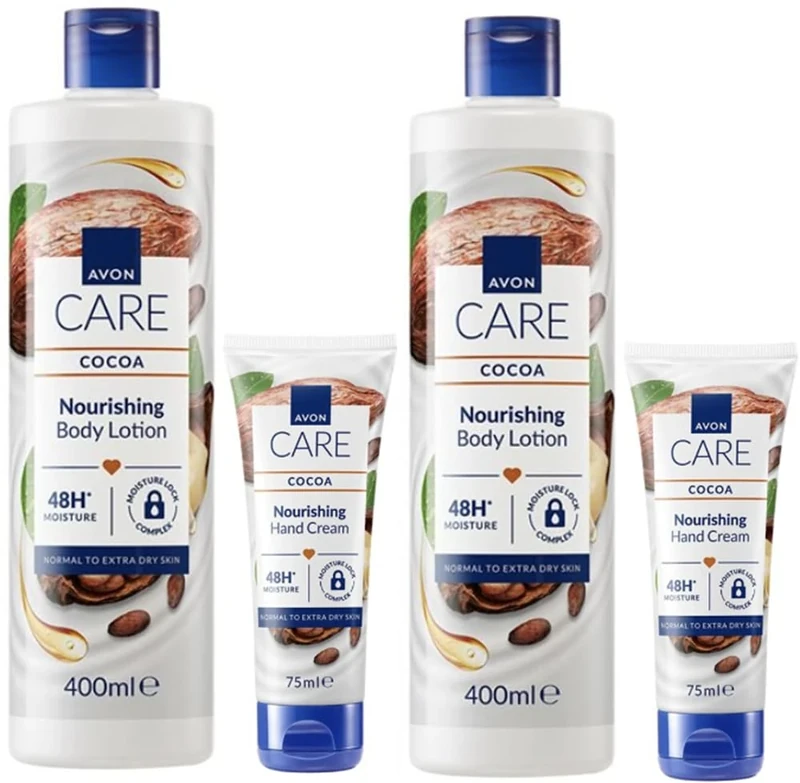 2 x Avon Care Cocoa Butter Nourishing Body Lotion 400ml and Softening Hand Cream 75ml - By Ultimate Things