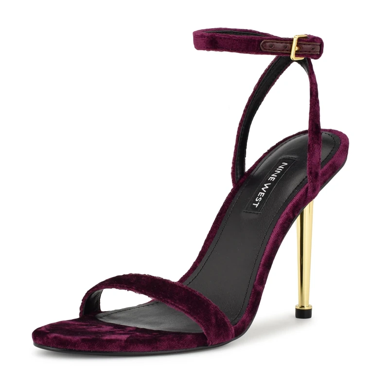 Nine West Women's Reina Heeled Sandal, Purple Velvet 500, 4.5 UK