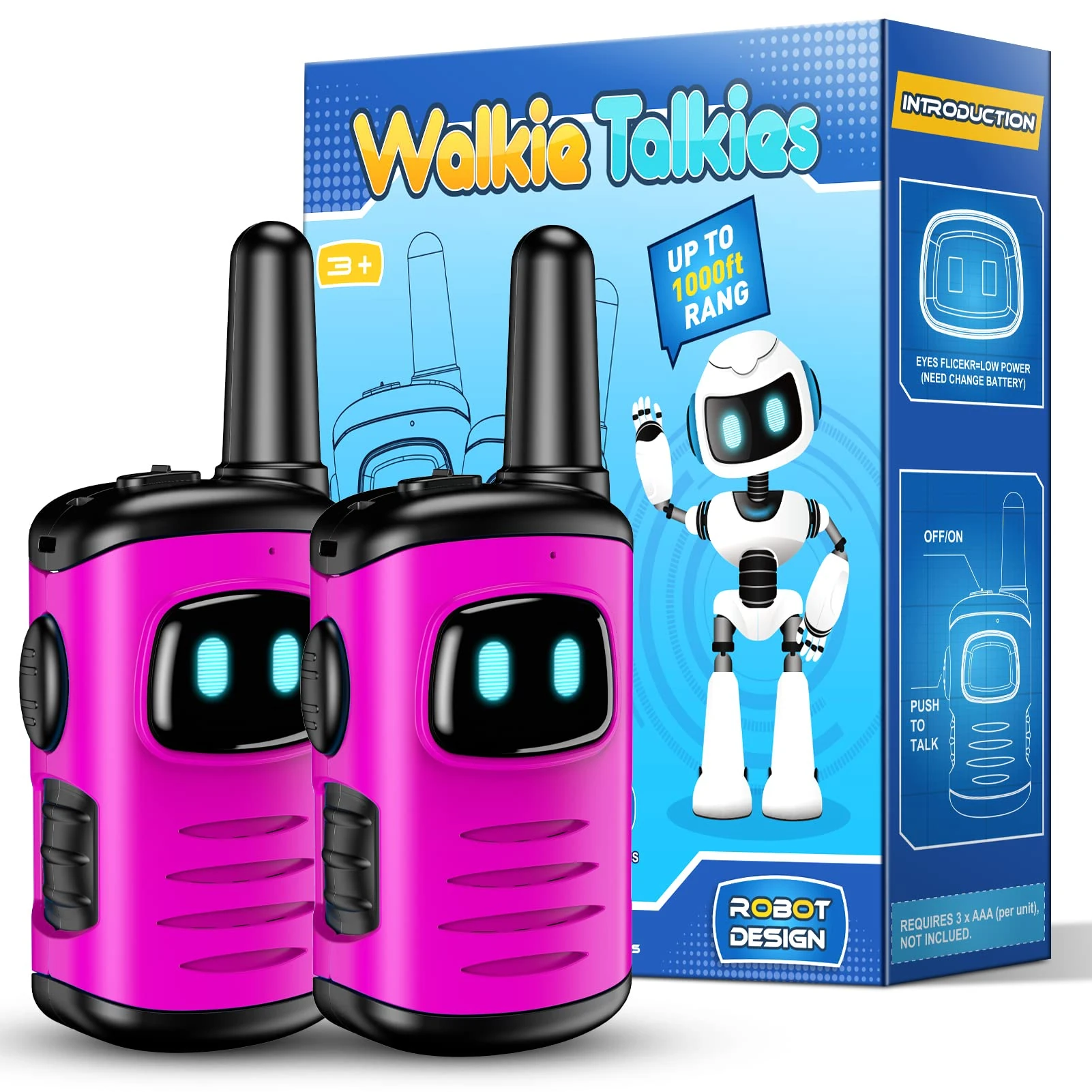 EUTOYZ Walkie Talkie - 4 to 8 Year Old Girls' Toys, Pink, 5-9 Kids' Walkie Talkies, Outdoor Spy Game Toys