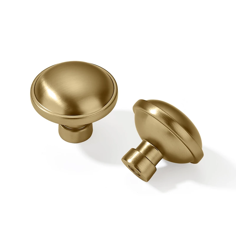 CABDM 20 Pack 1-1/4 Inch Kitchen Cabinet Knobs - Champagne Bronze Zinc Drawer Pulls - Round Gold Handles for Dresser Drawers