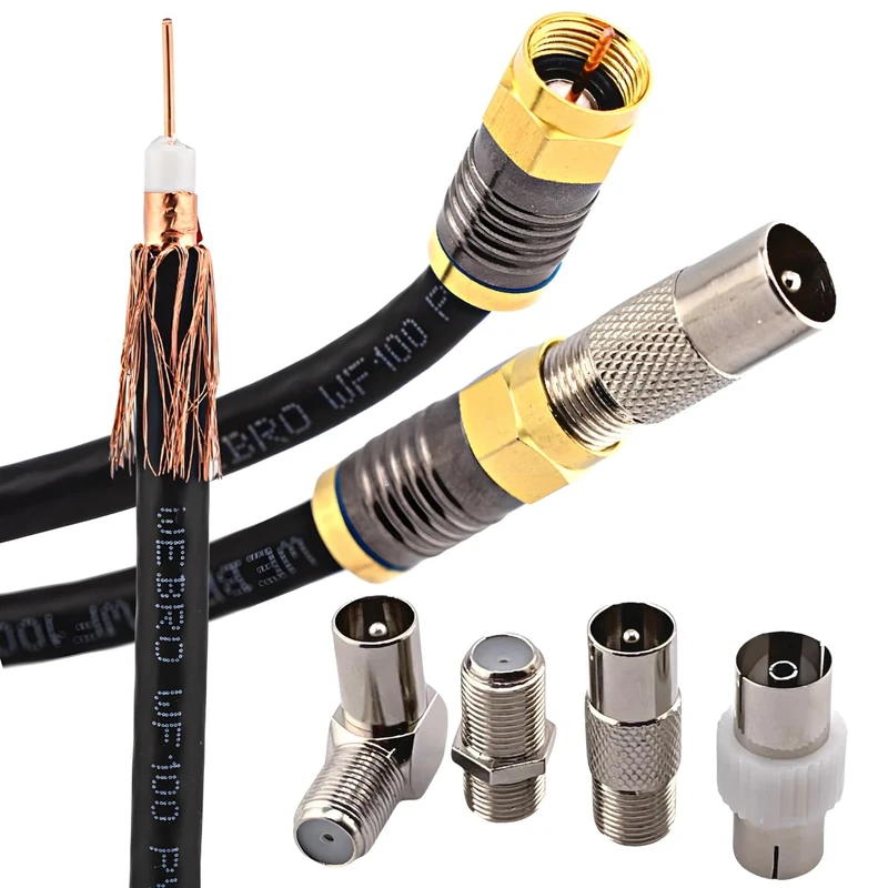 Duncan Duck WF100 15m Coaxial Aerial & Satellite Cable - Connectors