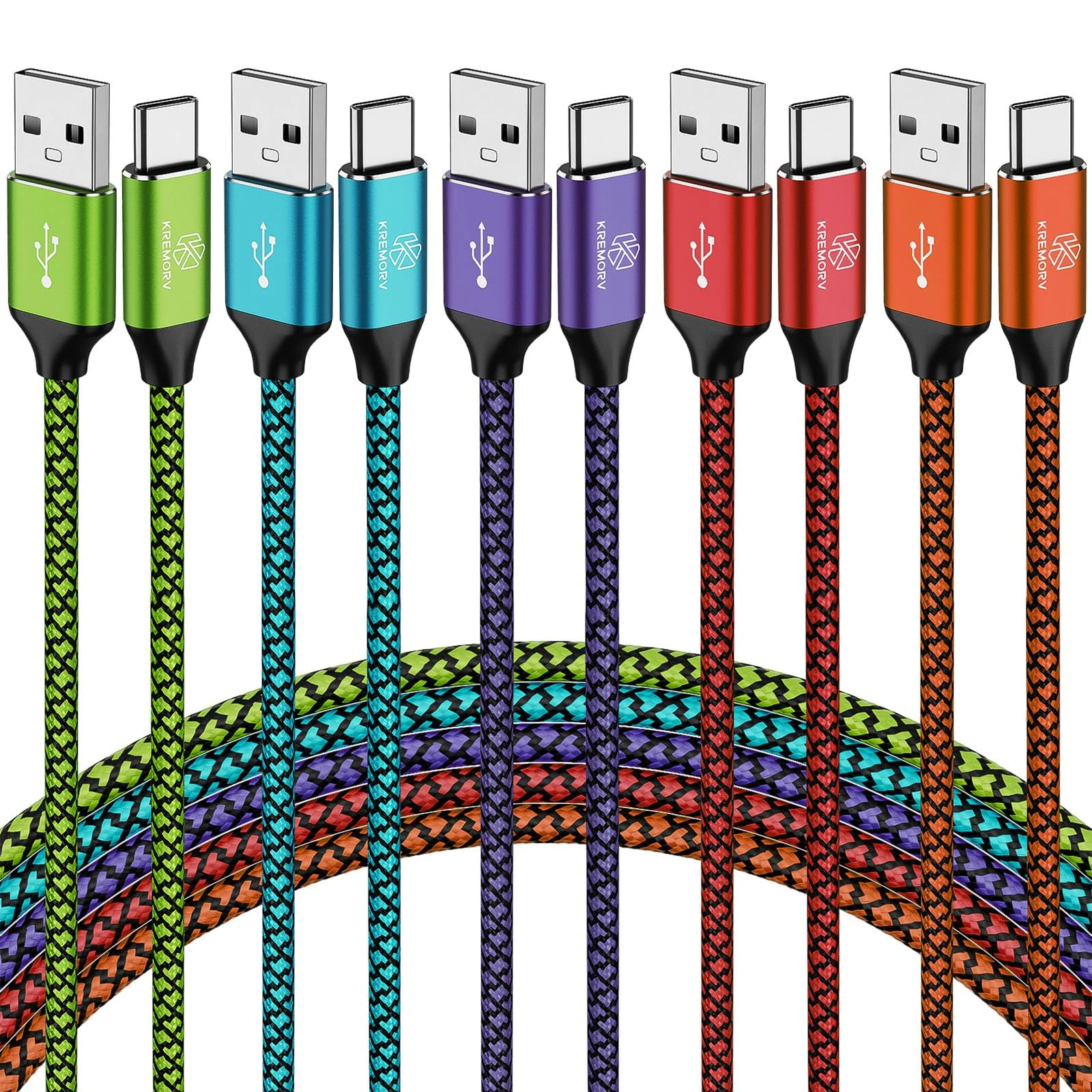 KREMORV USB Type C Cable [3m,5-Pack] USB A to Type C Cable Extra Long Fast Charging Type C Cord Phone Charger for Samsung Galaxy S10 S9 S8 Note 9 8 10, LG G8 G7 G6 V30 G8 G7