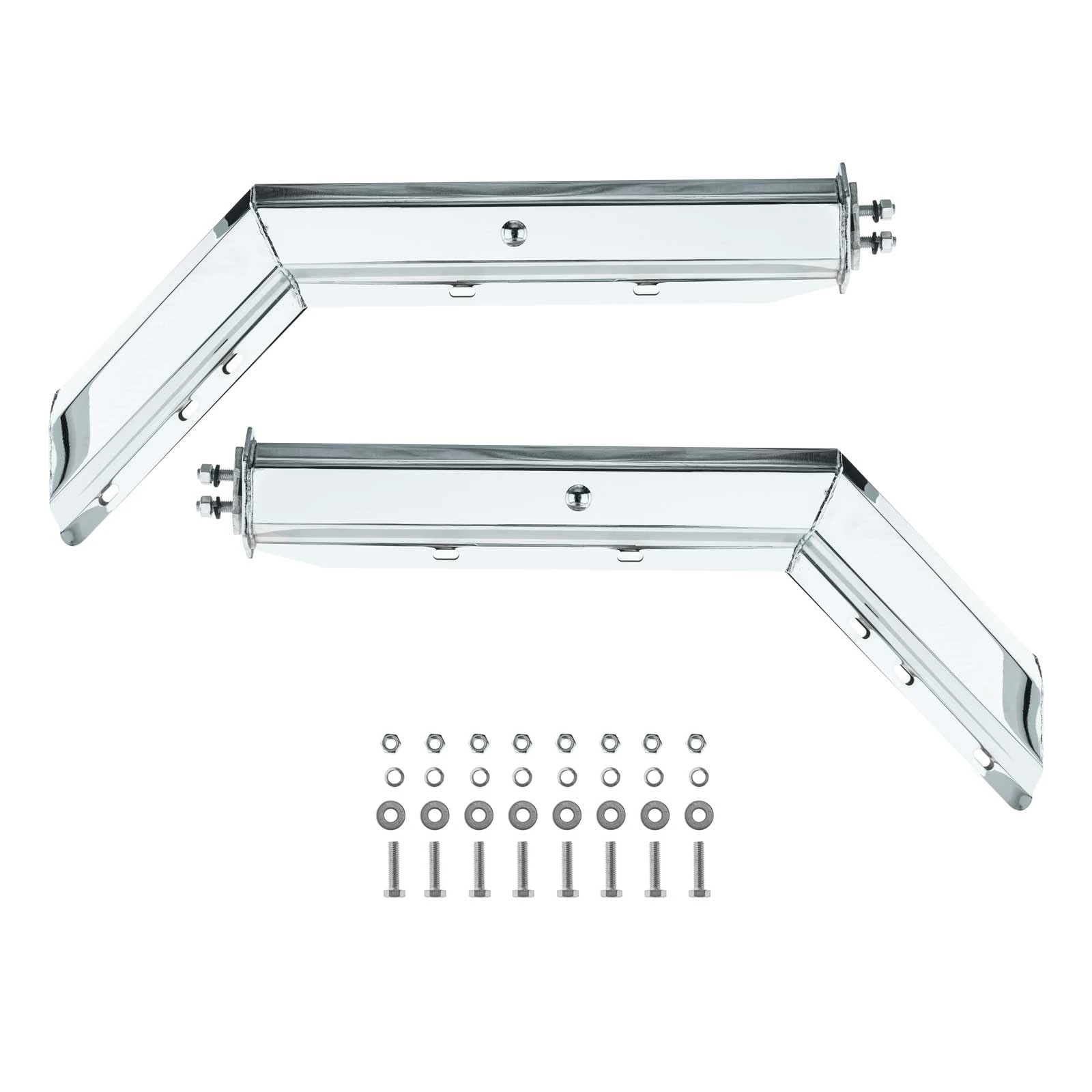 CHDT66 Angle Down 30.25 inch Spring Loaded Mud Flap Hanger Kit for Semi- B67 Widen Surface Type - w/Hardware for Mounting Hangers and Flaps - Bolt Spacing: 1-1/8“ - Chrome Finish