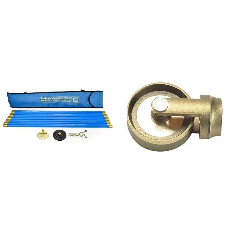 Bailey 5431 Universal Drain Rod Set in Carry Bag (3 Pieces) & 1740 UNI CLEARING Wheel