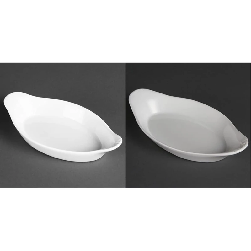 Olympia Whiteware Oval Eared Dishes 204mm Porcelain Serving Plates Oven Safe 6pc & Whiteware Oval Eared Dishes 229X 127mm Porcelain Serving Plates 6pc