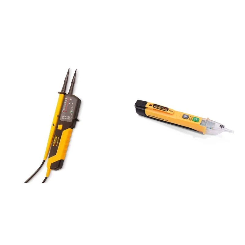 Martindale VT25 Two Pole Voltage and Continuity Tester, Yellow & NC4 Dual Sensitivity Non-contact Voltage Pen Detector With Torch, Circuit Tester