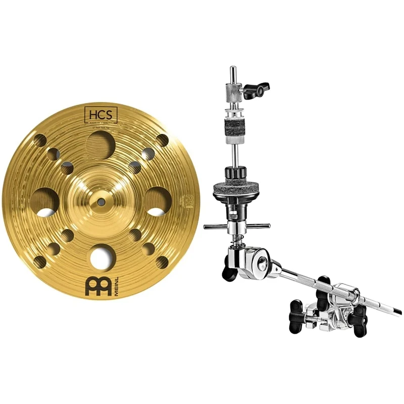 Meinl Cymbals HCS Trash Stack Cymbal 12 inch (Video) for Drum Set (30,48cm) Traditional Finish Brass, Made in Germany (HCS12TRS) & X-Hat Auxiliary Hihat Arm (MXH)