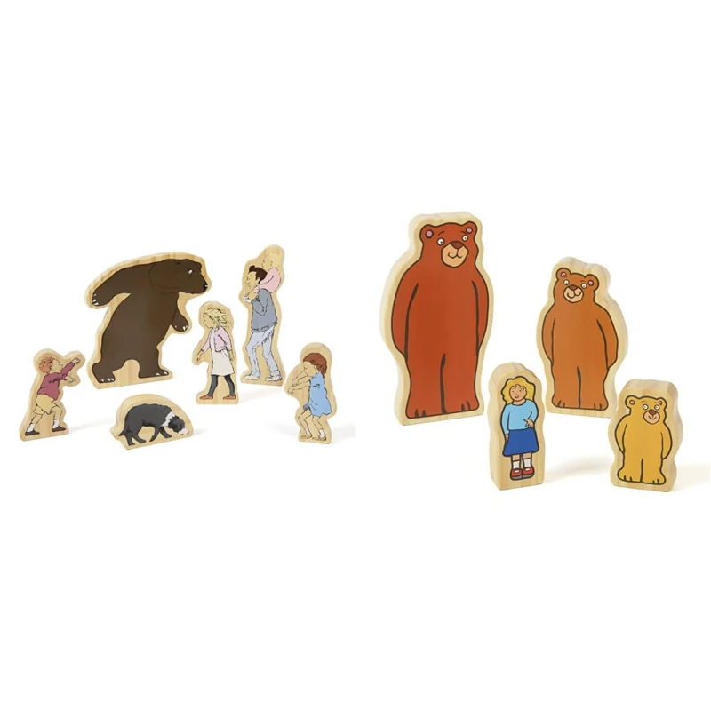 Yellow Door YD0402 We're Going on a Bear Hunt Wooden Character Set, 6 Pieces & 868323 Goldilocks and the Three Bears Wooden Character Set