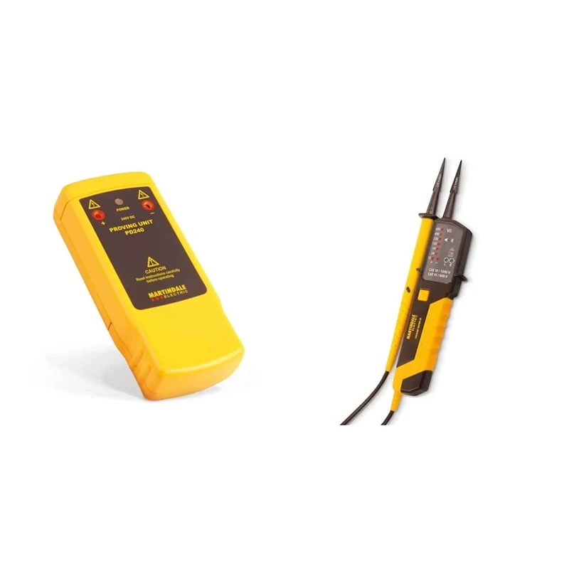 Martindale PD240 240 V Proving Unit, Yellow & VT25 Two Pole Voltage and Continuity Tester, Yellow