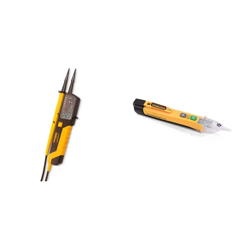 Martindale VT28 Two Pole Voltage and Continuity Tester with LCD Display, Yellow & NC4 Dual Sensitivity Non-contact Voltage Tester, Dual Volt Stick with Torch