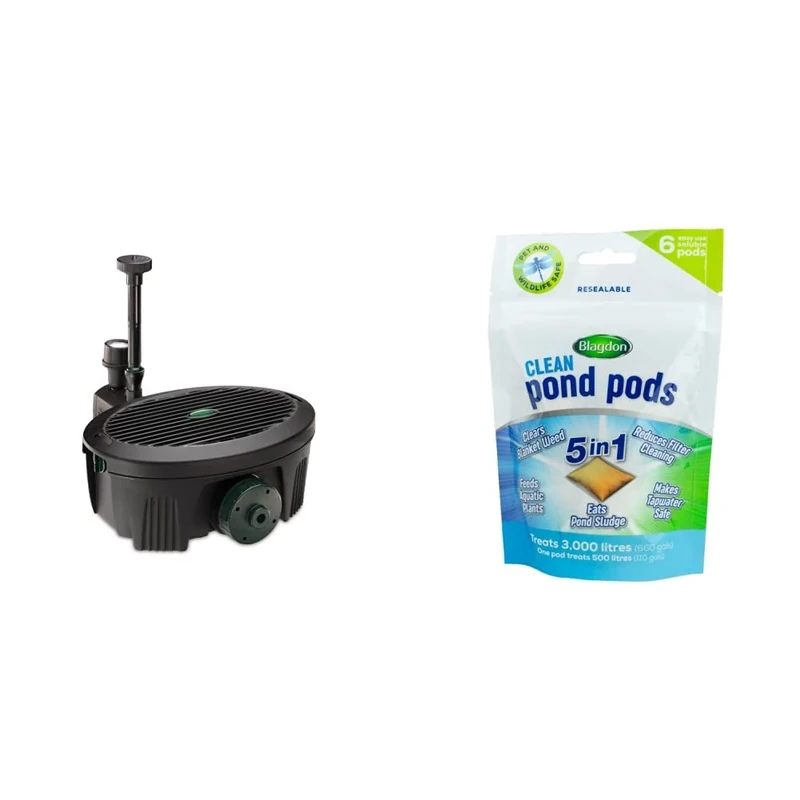 Blagdon Inpond 5-in-1 2000 Easy Care Clean Pond Solution, Black & Clean Pond Pods, Clears Blanket Weed, Reduces Filter Cleaning, Feeds Aquatic Plants, Eats Pond Sludge, (Pack of 6 pods)