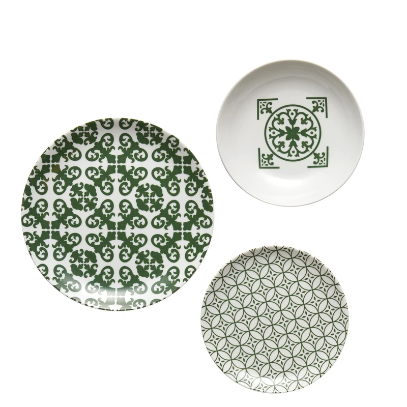 Guzzini - LE MAIOLICHE Set of 6 Table Places, Dinner Plates, Deep Plates, Fruit/Dessert Plates - Emerald Green - 10290969