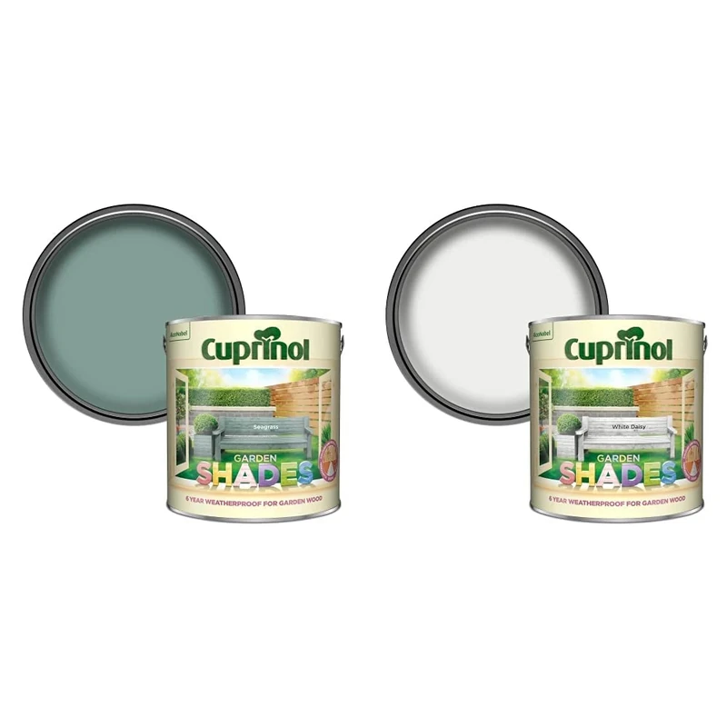 Cuprinol 5092567 Garden Shades - Seagrass (2.5L) & 5159077 Garden Shades - White Daisy (2.5L)