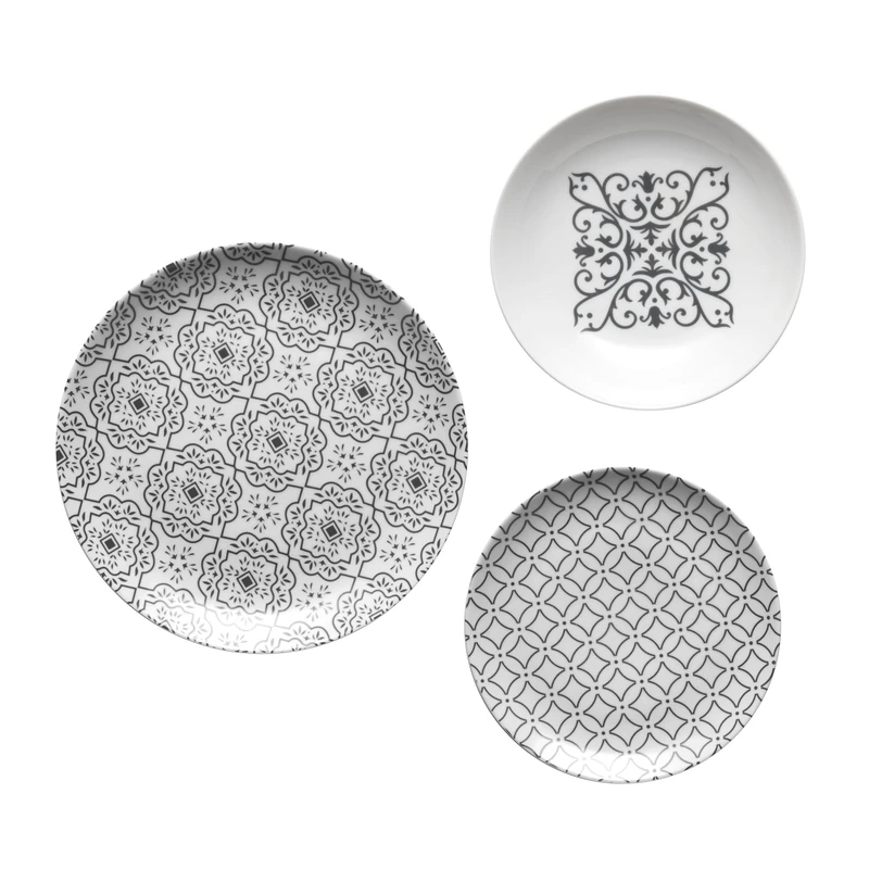 Guzzini - LE MAIOLICHE Set of 6 Table Places, Dinner Plates, Deep Plates, Fruit/Dessert Plates - Sky Grey - 10290992