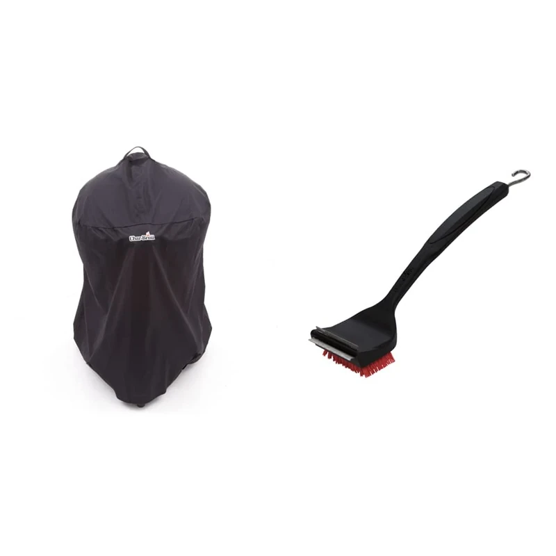 Char-Broil 140 579 - Kettleman Grill Cover, Black. & 140 533-2-in-1 "Cool-Clean" Grill Cleaning Brush and Scraper.