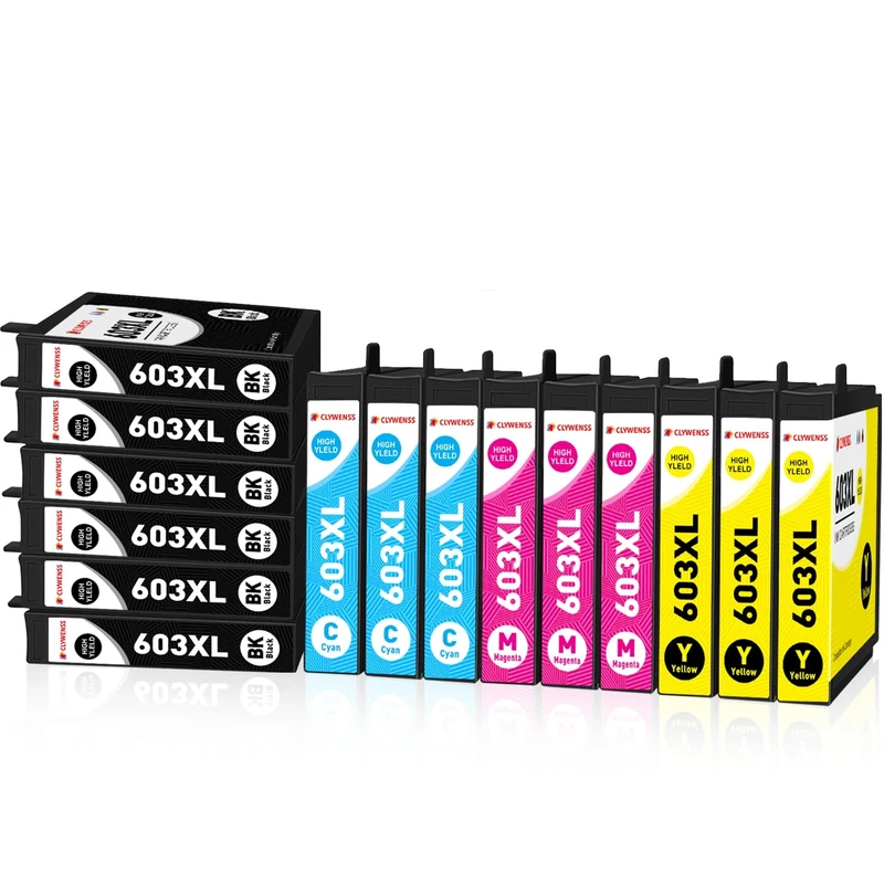 Clywenss 15-Pack Compatible 603XL 603 XL Ink Cartridges Multipack for Epson Expression Home XP-2100 XP-2105 XP-3100 XP-3105 XP-4100 XP-4105 Workforce WF-2810 WF-2830 2835 2850 Printer (6BK 3C 3M 3Y)