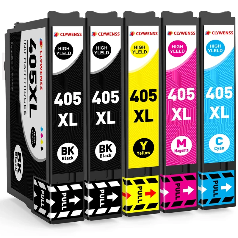 Clywenss Compatible 405XL Ink Cartridges Replacement with Epson 405 XL Multipack for WorkForce Pro WF-4820 WF-3820 WF-7310 WF-7830 WF-7840 WF-4830 WF4820 WF3820 WF7310 WF7830 WF7840 Printer, 5-Pack