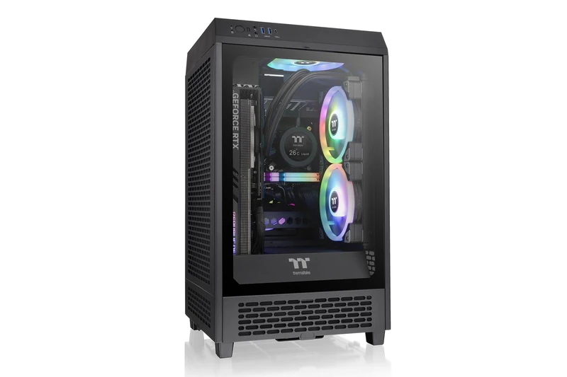 Thermaltake Tower 200 Mini-ITX Computer Case, 2x140mm Pre-Installed CT140 Fans, Supports GPU Length Up to 380mm - Black (CA-1X9-00S1WN-00)