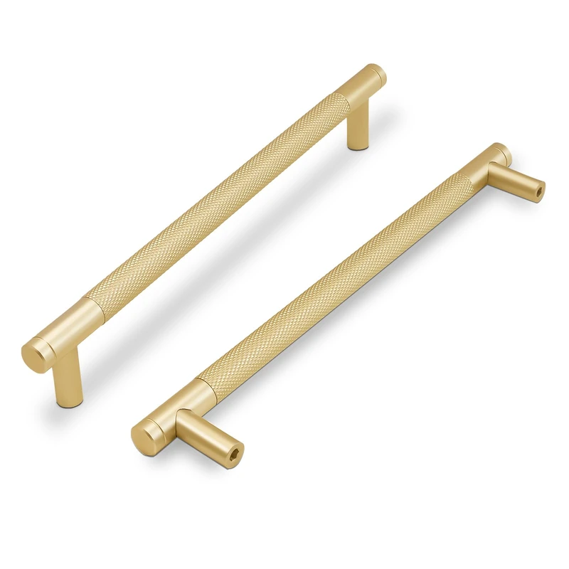 COTYKILEY 10 Pack 7.5 Inch(192mm) Brushed Brass Gold Knurled Kitchen Cabinet Pulls
