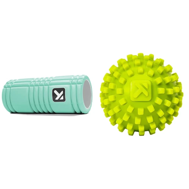 TriggerPoint Grid Foam Roller, Deep Tissue Muscle Massage, Versatile Foam Roller, with Free Online Instructional Videos, Mint, 13''/33cm & MobiPoint Massage Ball, Targeted Muscle Relief, 2"/5cm