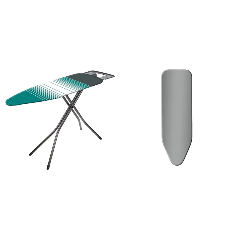 Minky Extra Wide Large Ironing Board with Steam Generator Iron Compatible Rest, HH40707103K, Black & Extra Large Drawstring 100% Metallic Ironing Board Cover