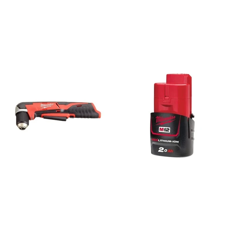 Milwaukee MILC12RAD0 Cordless Angle Drills & M12B2 2.0Ah Lithium-Ion Battery - Red