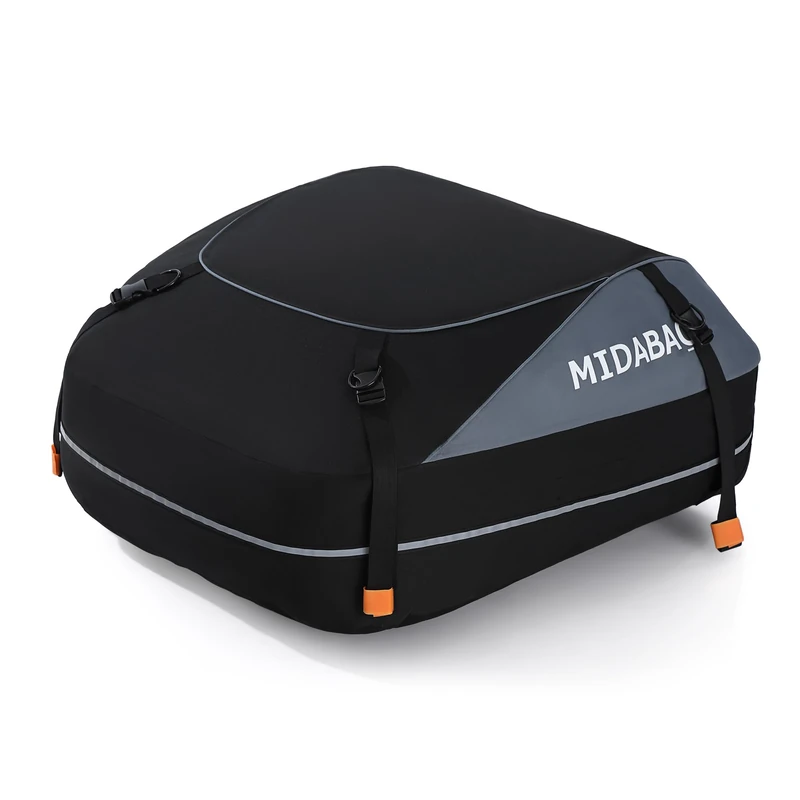 MIDABAO 15 Cubic Waterproof Duty Car Roof Top Carrier-Car Cargo Roof Bag Car Roof Top Carrier - Waterproof & Coated Zippers- Includes Anti-Slip Mat- for Cars with or Without Racks (15 Cubic Feet)