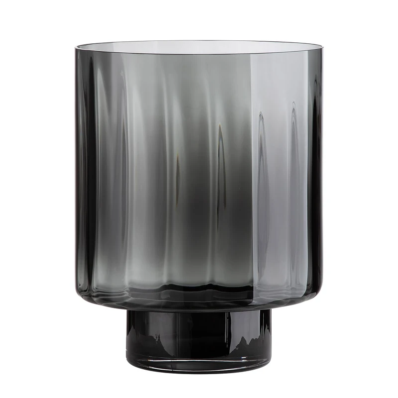Gilde Novus Tea Light Holder, Glass, Anthracite, Handmade, Diameter 27.5 x 35 cm