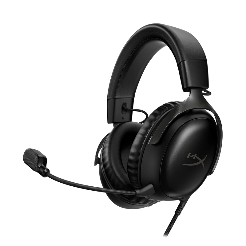 HyperX 727A8AA Cloud III – Wired Gaming Headset, PC, PS5, Xbox Series X|S, Angled 53mm Drivers, DTS, Memory Foam, Durable Frame, Ultra-Clear 10mm Mic, USB-C, USB-A, 3.5mm, Black