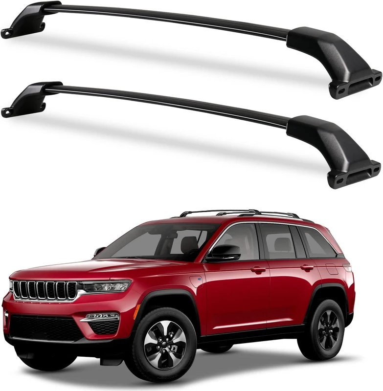 Max Loading 220lb Heavy Duty Roof Rack Cross Bars for Jeep Grand Cherokee L 2021 2022 2023 and 2022 2023 Grand Cherokee WL, Aluminum Crossbar Luggage Racks Roof Rail Rooftop Luggage Canoe Carrier