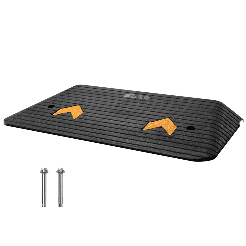 VEVOR Threshold Ramp Solid Rubber Door Threshold Ramp 15 Tonnes Load Capacity Kerb Ramp with Channel 90.2 x 53.34 x 7.6 cm Wheelchair Ramp Loading Ramp Rubber Ramp Ideal for Uneven Ground Kerbs