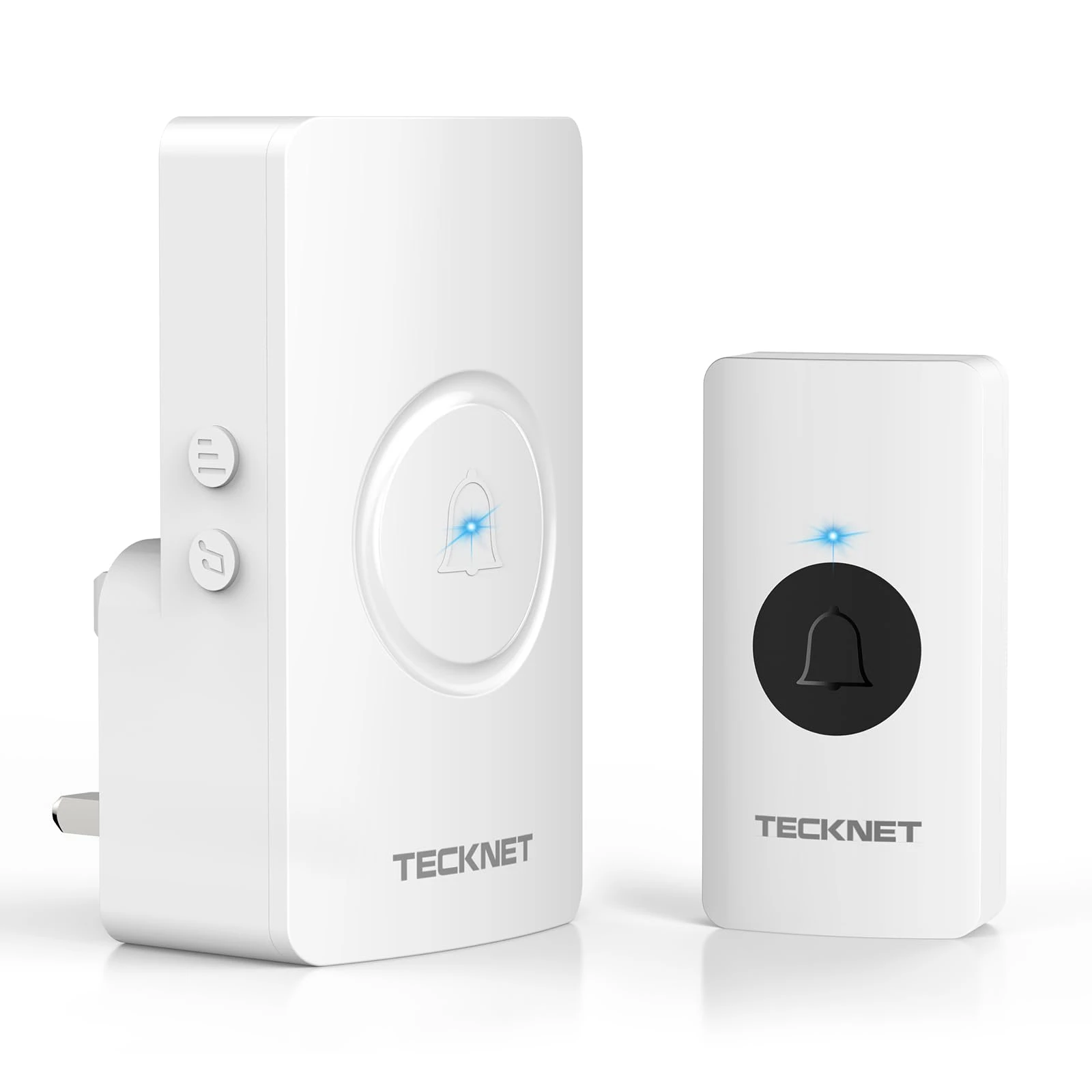 TECKNET Wireless Doorbell, Door Bells Cordless Plug in IP65 Waterproof Doorbell Battery Operated Button with up to 1300ft Range,5-Level Volume, 60 Chimes & LED Light, 4.5 Year Battery Life (White)