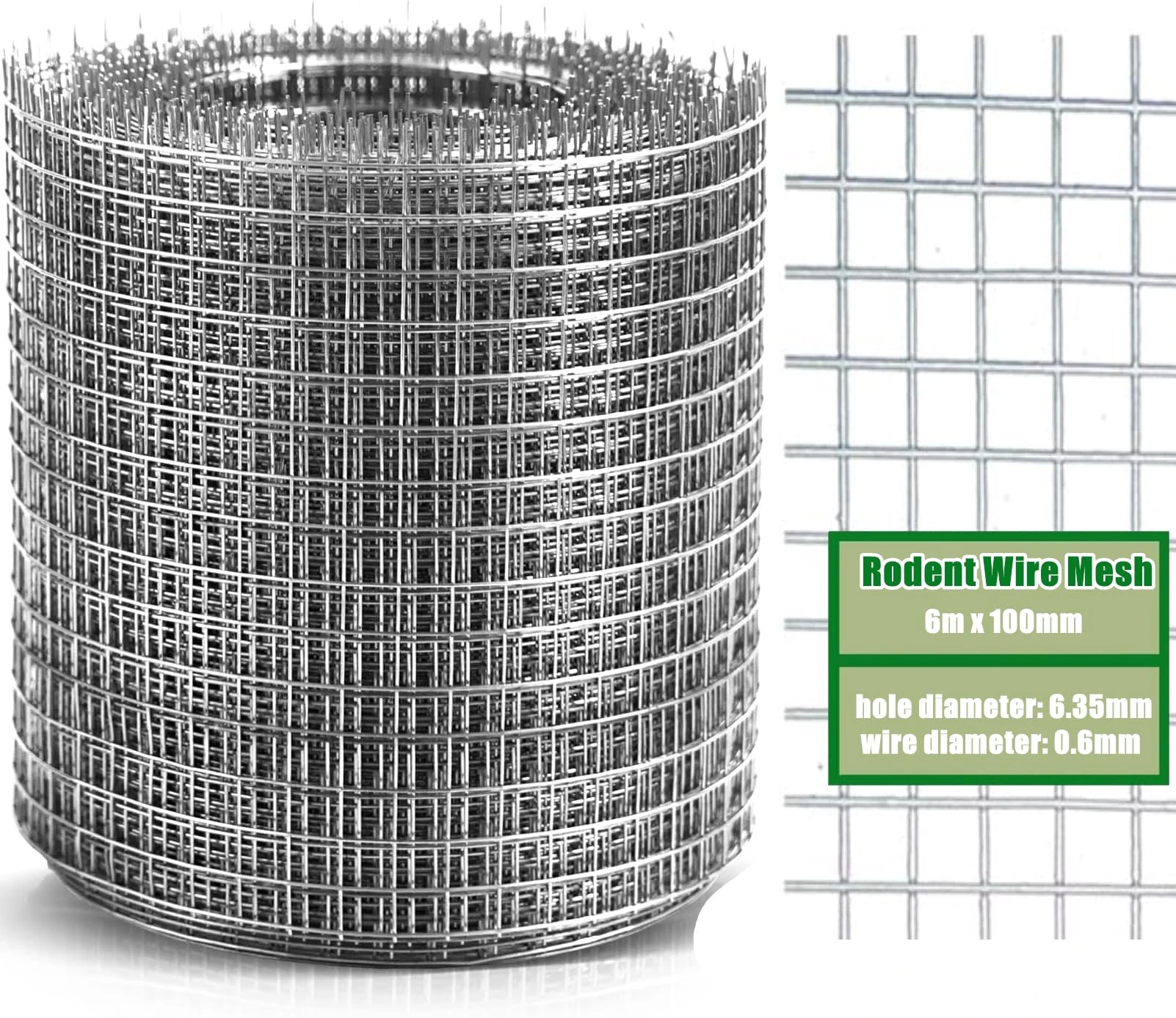 LATERN 6m x 100mm Rodent Wire Mesh, 304 Stainless Steel Rats Proofing Wire Metal Mesh to Blocks Mice Mouse Squirrel Bird Access - Pest Prevention Mesh for Filling in Gaps Around the Home & Garden