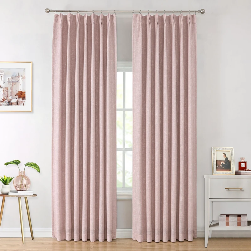 Vision Home Pink Full Blackout Curtains Pinch Pleated Room Darkening Window Panels 84 inch for Girls Bedroom Living Room Thermal Insulated Pinch Pleat Pink Drapes with Hooks Back Tab 40" Wx84 Lx2