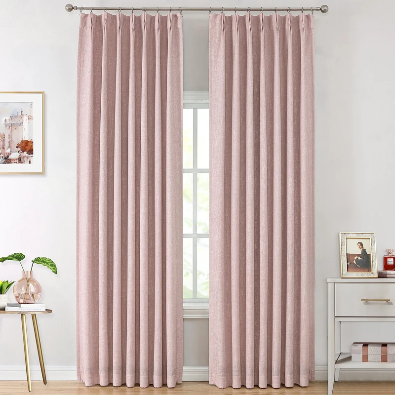 Vision Home Pink Pinch Pleated Total Blackout Curtains Room Darkening Window Panels 95 inch for Girls Bedroom Living Room Thermal Insulated Pinch Pleat Pink Drapes with Hooks Back Tab 40" Wx95 Lx2