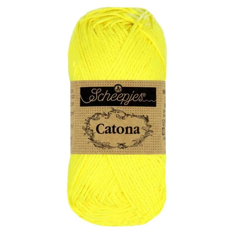 Scheepjes - Scheepjes Catona 601 Neon Yellow Yarn - 20x25g