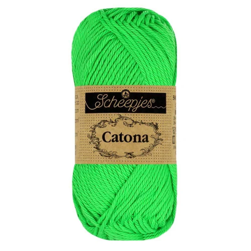 Scheepjes - Scheepjes Catona 602 Neon Green Yarn - 10x50g
