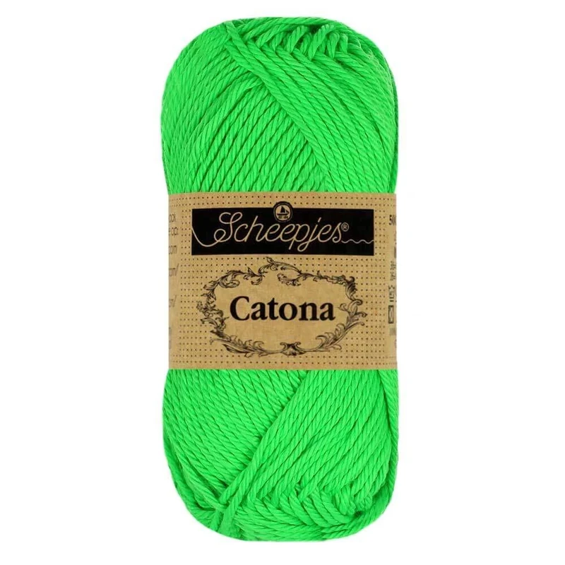 Scheepjes - Scheepjes Catona 602 Neon Green Yarn - 20x25g