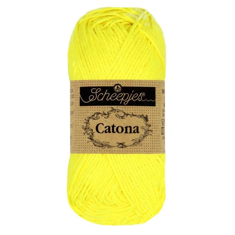 Scheepjes - Scheepjes Catona 601 Neon Yellow Yarn - 10x50g